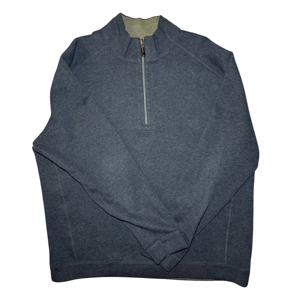 Tommy Bahama Quarter Zip Pullover Mens XXL Charcoal Gray Mock Neck